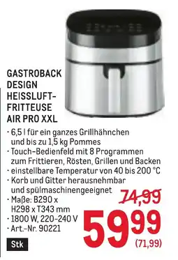 Metro Gastroback design heissluft- fritteuse air pro xxl Angebot