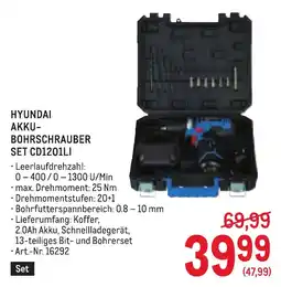 Metro Hyundai akku- bohrschrauber set cd1201li Angebot