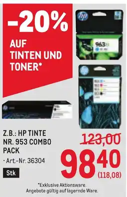 Metro Hp tinte nr. 953 combo pack Angebot