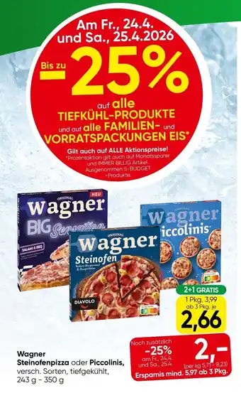 Eurospar Wagner steinofenpizza oder piccolinis Angebot