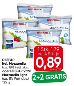 Eurospar Despar ital. mozzarella oder despar vital mozzarella light Angebot