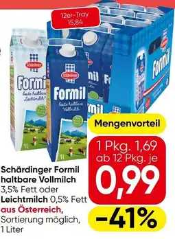 Eurospar Schärdinger formil haltbare vollmilch oder leichtmilch Angebot