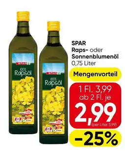 Eurospar Spar raps- oder sonnenblumenöl Angebot
