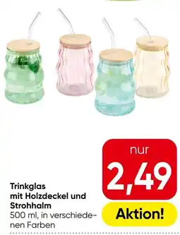 Eurospar Trinkglas mit holzdeckel und strohhalm Angebot
