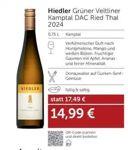 Interspar Hiedler Grüner Veltliner Kamptal DAC Ried Thal 2024 Angebot