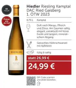 Interspar Hiedler Riesling Kamptal DAC Ried Gaisberg 1. ÖTW 2023 Angebot
