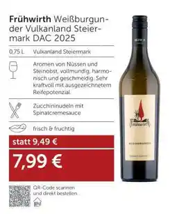 Interspar Fruhwirth Weißburgunder Vulkanland Steiermark DAC 2025 Angebot