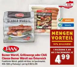Interspar TANN Berner Würstl, Grillzwerge oder Chili Cheese Berner Würstl Angebot