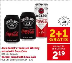 Interspar Jack Daniel’s Tennessee Whiskey mixed with Coca-Cola oder Bacardi mixed with Coca-Cola Angebot