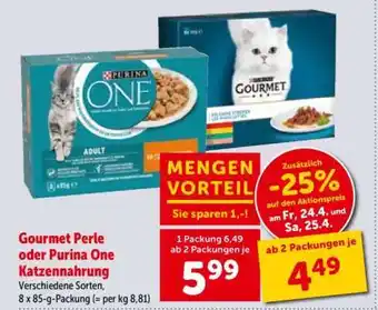 Interspar Gourmet Perle oder Purina One Katzennahrung Angebot