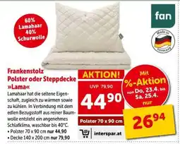Interspar Frankenstolz Polster oder Steppdecke Lama Angebot