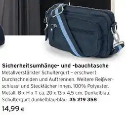 Tchibo Eduscho Sicherheits-Umhänge-und-Bauchtasche, blau Angebot