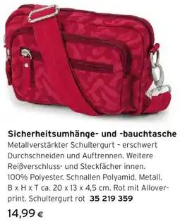 Tchibo Eduscho Sicherheits-Umhänge-und-Bauchtasche, rot Angebot