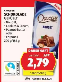 Hofer CHOCEUR SCHOKOLADE GEFÜLLT Angebot