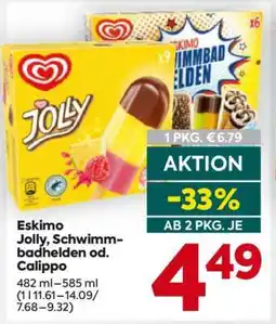 Billa Eskimo Jolly, Schwimmbadhelden od. Calippo Angebot