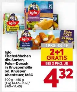 Billa Iglo Fischstäbchen, div. Sorten, Polar-Dorsch in Knusperhülle od. Knusper Abenteuer, MSC Angebot