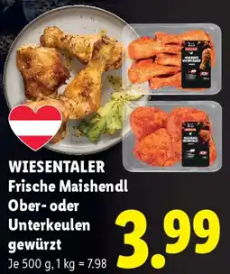 Lidl Wiesentaler Frische Maishendl Ober- oder Unterkeulen gewürzt Angebot