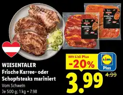 Lidl Wiesentaler Frische Karree- oder Schopfsteaks mariniert Angebot