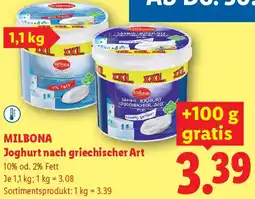 Lidl Milbona Joghurt nach griechischer Art Angebot