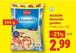 Lidl Milbona Mozzarella gerieben Angebot