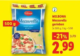 Lidl Milbona Mozzarella gerieben Angebot