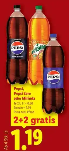 Lidl Pepsi, Pepsi Zero oder Mirinda Angebot