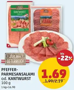 PENNY Pfeffer- parmesansalami od. kantwurst Angebot