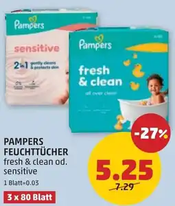 PENNY Pampers feuchttücher fresh & clean od. sensitive Angebot