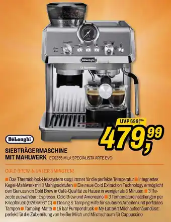 DeLonghi EC9255.M La Specialista Arte Evo Siebträgermaschine mit Mahlwerk