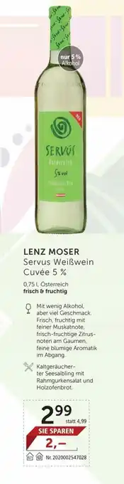 Interspar Lenz Moser Servus WeiBwein Cuvee 5% Angebot