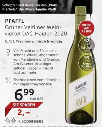 Interspar Pfaffl Gruner Veltliner Wein-viertel DAC Haiden 2020 Angebot