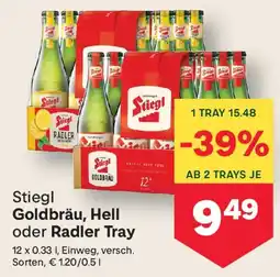 MPreis Stiegl Goldbräu, Hell oder Radler Tray Angebot