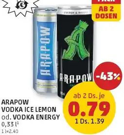 PENNY Arapow vodka ice lemon od. vodka energy Angebot