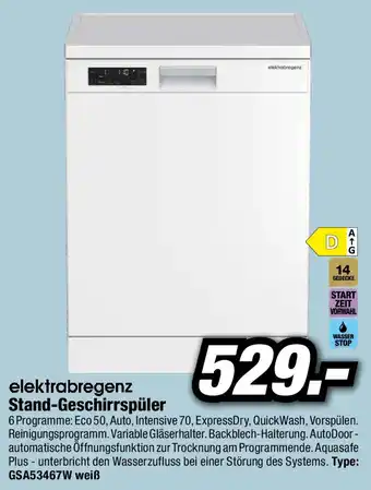 Elektrabregenz stand-geschirrspüler 60 cm gsa53467w