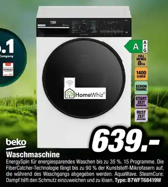 Beko Stand-Waschmaschine B7WFT68419W weiss
