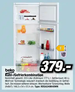 Red Zac Beko Stand-Kühl-/​Gefrierkombination RDSA240K40WN weiß Angebot
