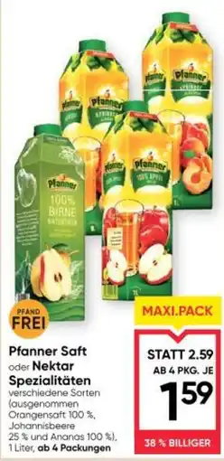 Maximarkt Pfanner saft oder nektar spezialitäten Angebot
