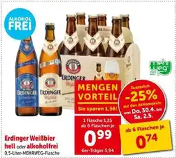 Interspar Erdinger Weißbier Hell oder Alkoholfrei Angebot