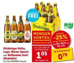 Interspar Ottakringer helles, lager, wiener spezial oder nullkomma josef alkoholfrei Angebot