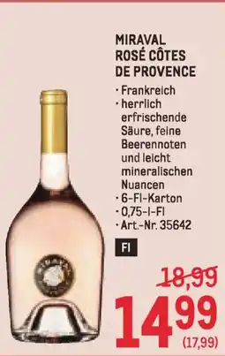 Metro Miraval rosé côtes de provence Angebot
