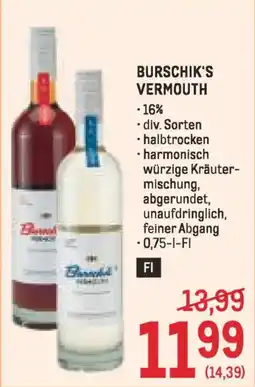 Metro Burschik's vermouth Angebot