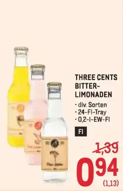 Metro THREE CENTS BITTER- LIMONADEN Angebot