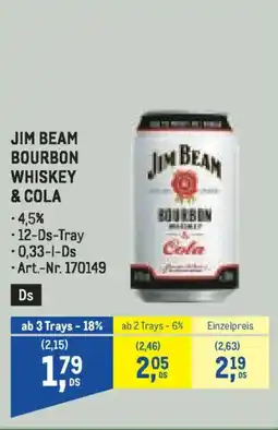 Metro Jim beam bourbon whiskey & cola Angebot