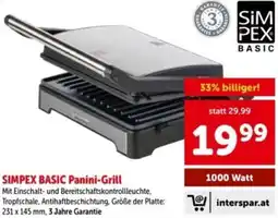Interspar Simpex basic panini-grill Angebot