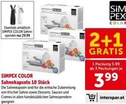 Interspar Simpex color sahnekapseln 10 stück Angebot
