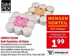 Interspar Simpex color duft-teelichter 18 stück Angebot