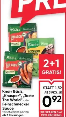 Maximarkt Knorr basis, knusper, taste the world oder feinschmecker sauce Angebot