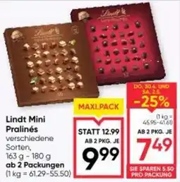Maximarkt Lindt Mini Pralinés Angebot