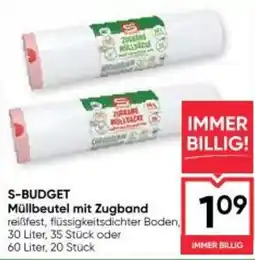 Maximarkt S-BUDGET Müllbeutel mit Zugband Angebot