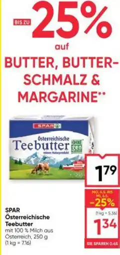 Maximarkt SPAR Österreichische Teebutter Angebot